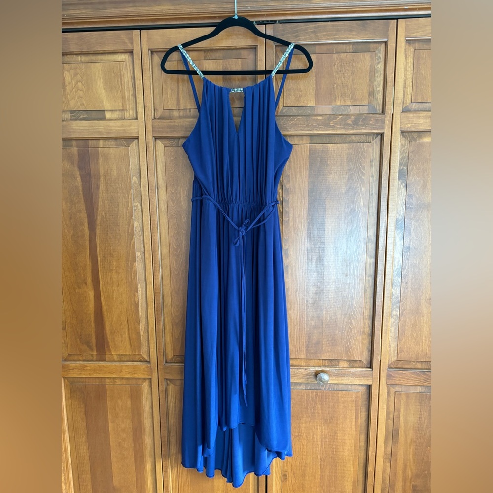 DB RSVP | Size 14 | Blue HiLo Dress w Rhinestone Straps